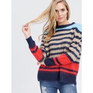 Solution striped fuzzy sweater